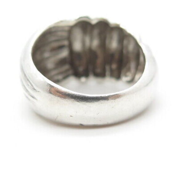 925 Sterling Silver Vintage Puffy Ribbed Cocktail Ring Size 7 - Picture 5 of 9